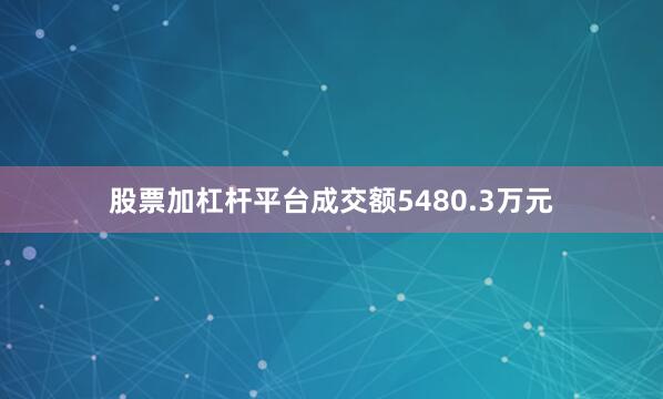 股票加杠杆平台成交额5480.3万元
